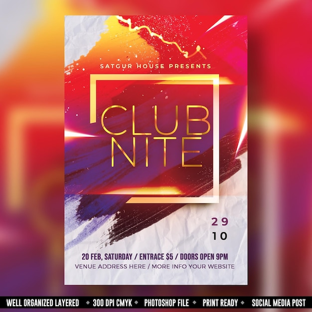 Nachtclub Feest Flyer Sjabloon Sociale Media Banner