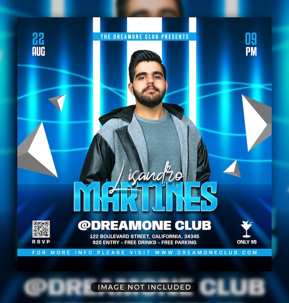 Nachtclub feest flyer social media post en webbanner