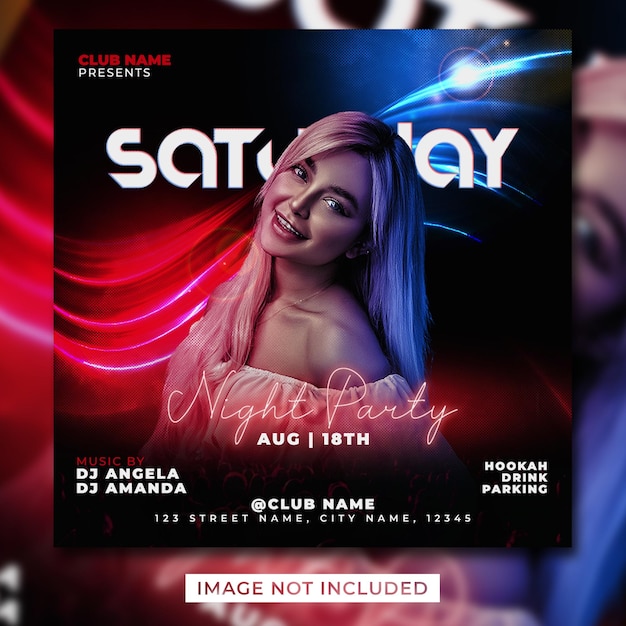 Nachtclubfeest flyer social media post banner
