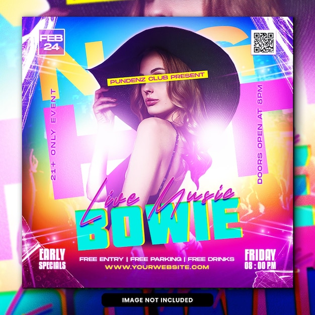 Nachtclubfeest flyer sociale media post