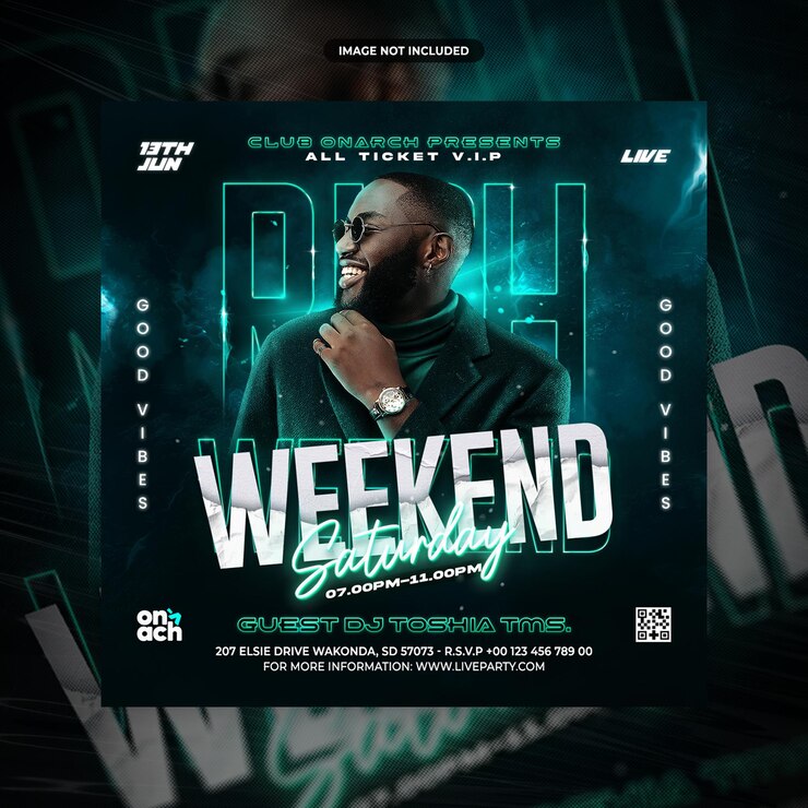 PSD nachtclubfeest sociale media en flyer-sjabloon