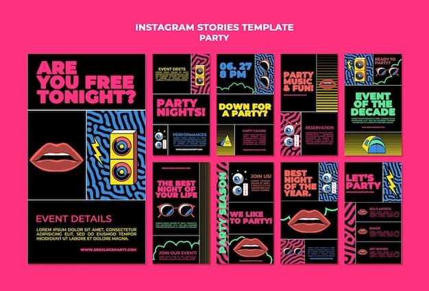 Nachtfeest instagram verhalencollectie in retrostijl