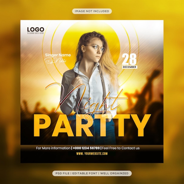 Nachtfeest sociale media postsjabloon