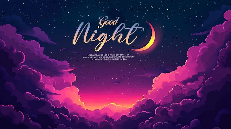PSD nachthemel achtergrond met halve maan in wolken en sterren vector illustratie