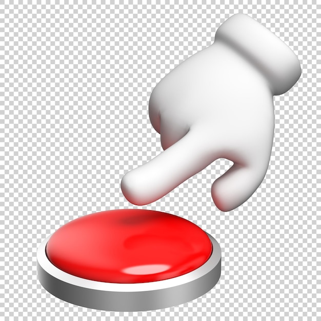 Naciśnij czerwony przycisk renderowania 3D na białym tle