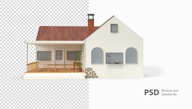 Nærbilde av et hus-rendering isolert