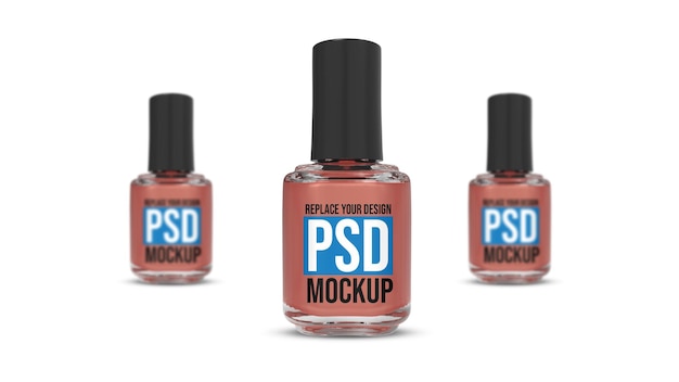 PSD nagellak mockup 3d-rendering ontwerp