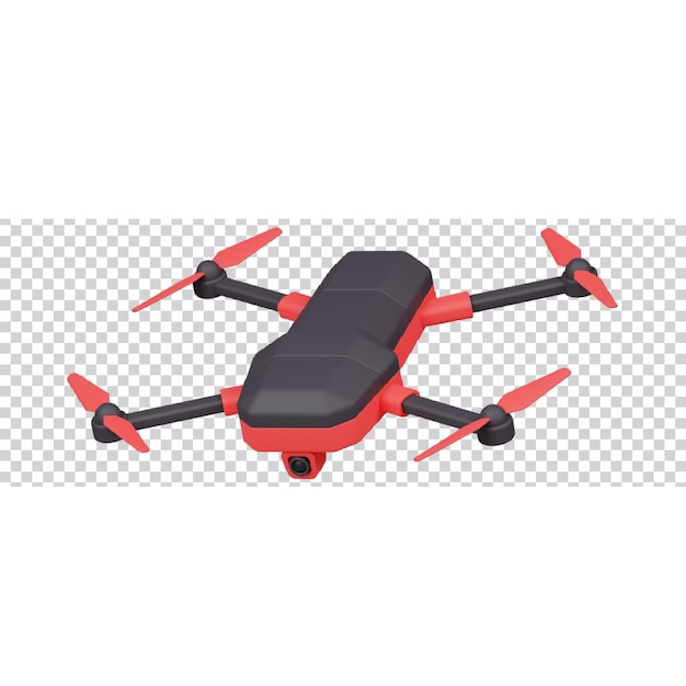 PSD nagranie wideo z kamery szpiegowskiej drona w kolorze czerwonym i czarnym w prostej ikonie renderowania 3d