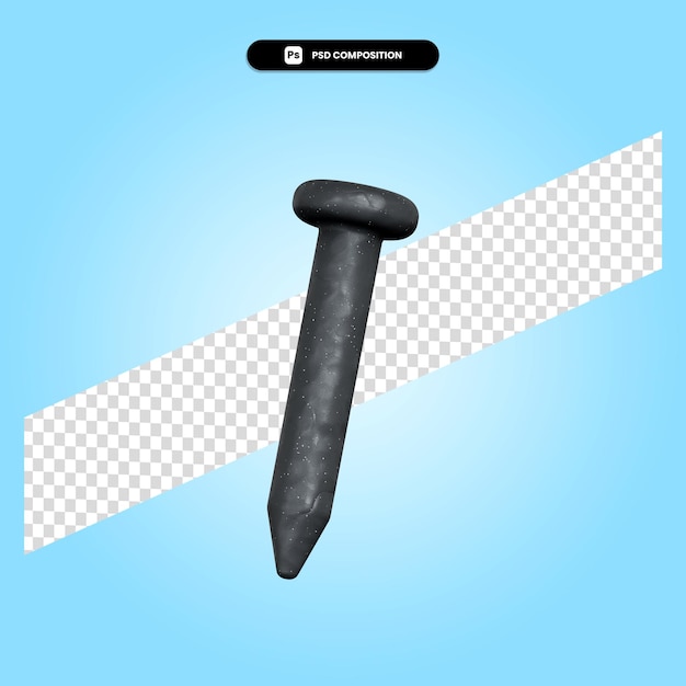 Nail 3d render illustration isolated