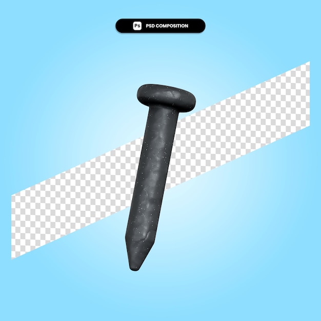 PSD nail 3d render illustration isolated