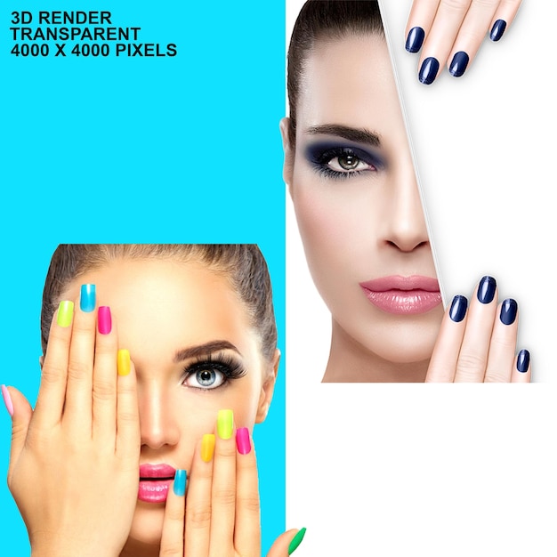 PSD nail art nail polish emoji nail salonnailpurplehand lipstickmagentabrushlipglitternail care