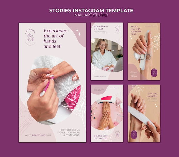 PSD nail art studio instagram stories