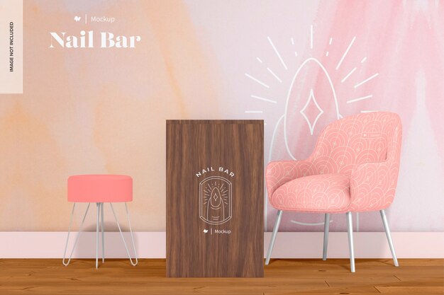 Nail bar scene mockup, front view