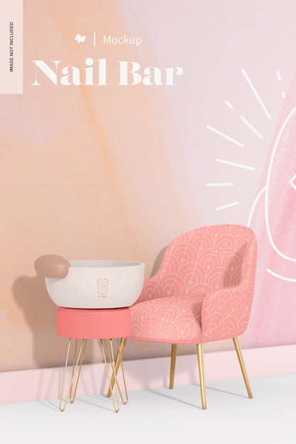 PSD nail bar scene mockup, left view