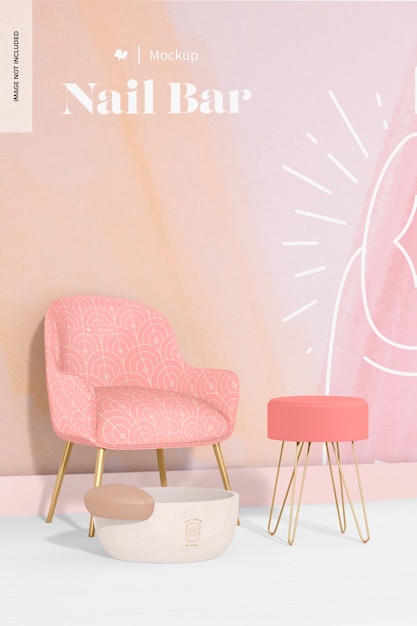 Nail Bar Scene Mockup, Side View
