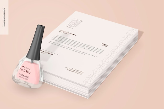 Nail Bar with Stationery Mockup, Leaned