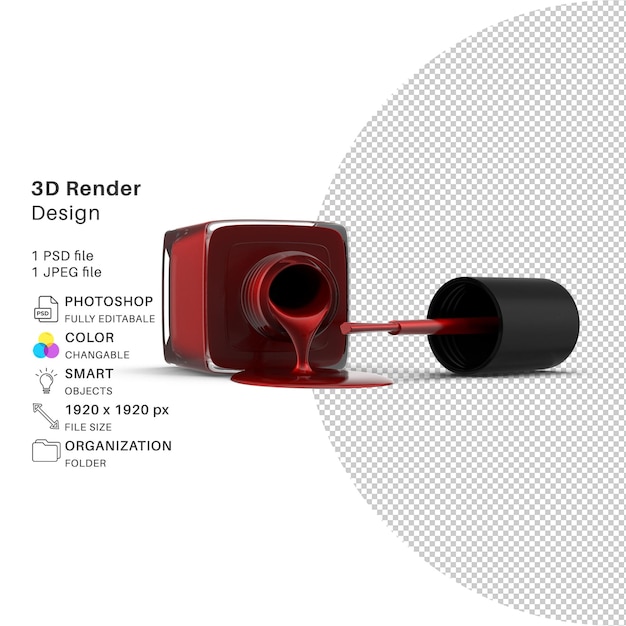 PSD smalto per unghie a colori per modellazione 3d file psd smalto per unghie rovesciato realistico