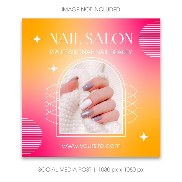 Nail salon Instagram post template Juicy colors gradient banner for social media