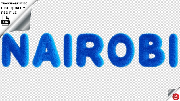 PSD nairobi typography blue fluffy text psd transparent