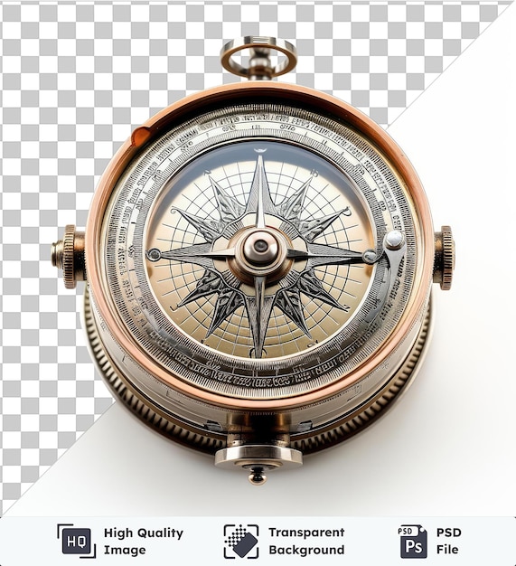 Najlepszy Realistyczny Kompas żeglarski Z Czerwonym I Białym Pasem Otoczonym Niebieskim Niebem I Białą Chmurą
