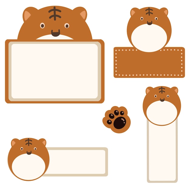 PSD name tag design animal illustration labeling