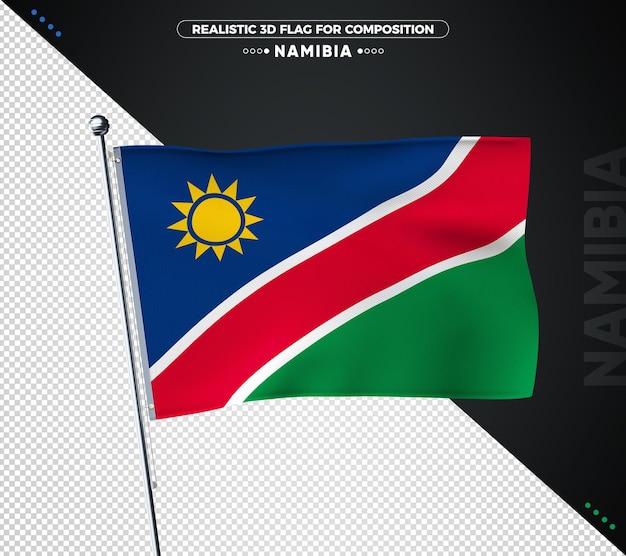 Namibia flag with realistic texture isolated