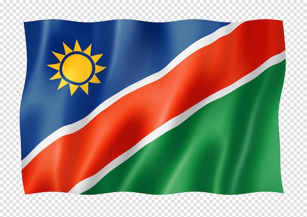 Bandiera della namibia isolata su bianco