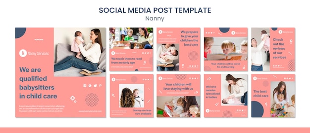 PSD nanny services social media post template