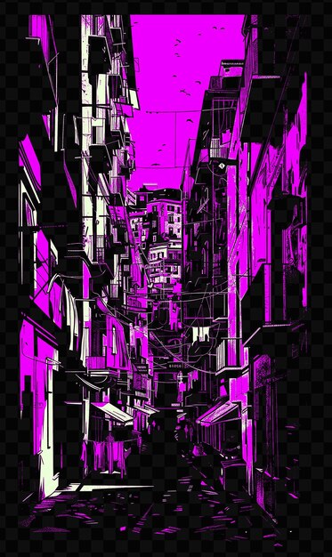 PSD naples spaccanapoli with lively street scene narrow alleys l psd vector tshirt tattoo ink scape art