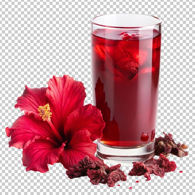 PSD napój z kwiatów hibiskusa na przezroczystym tle