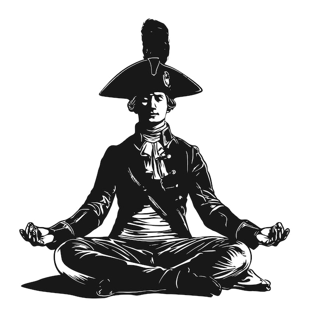 PSD napoleon bonaparte meditate black outlined only vector