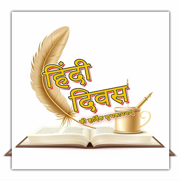 PSD narodowe dni hindi z piórem i literami hindi światowy dzień hindi świętowanie tła
