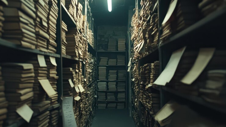 PSD a narrow passageway of books