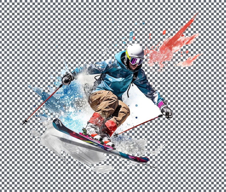 PSD narty i snowboard izolowane na przezroczystym tle
