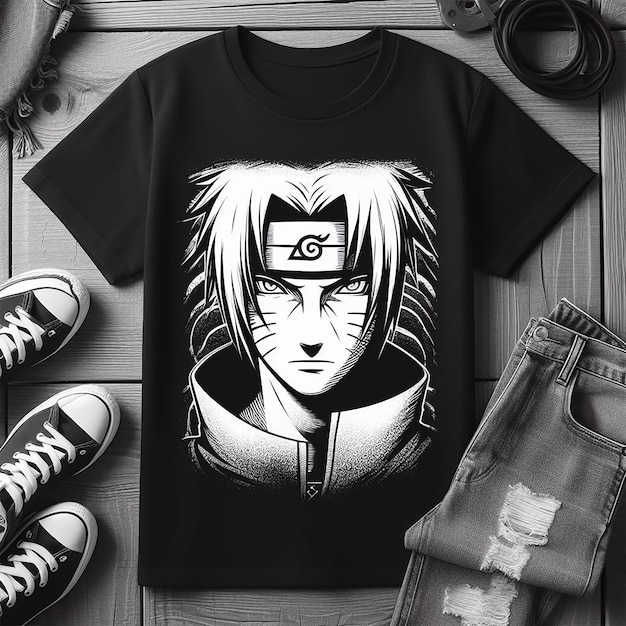 PSD disegno della maglietta di naruto