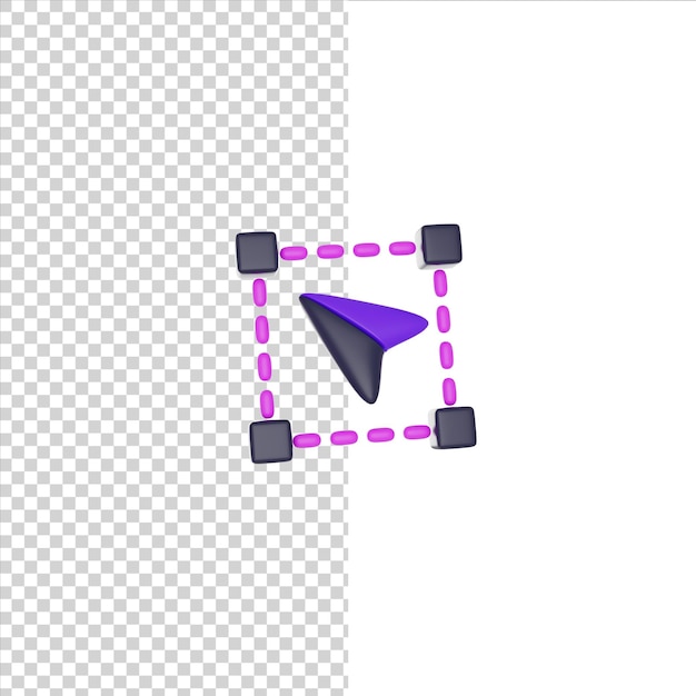 Narzędzie wyboru 3D renderowania ikona izolowane białe tło