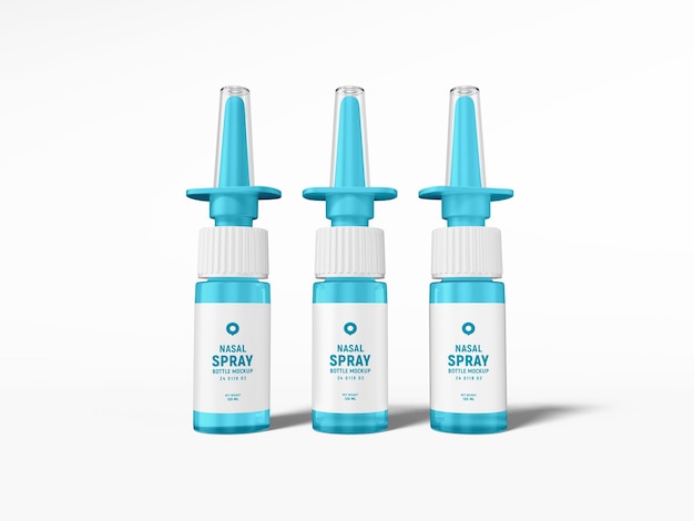 PSD mockup del marchio del flacone spray nasale