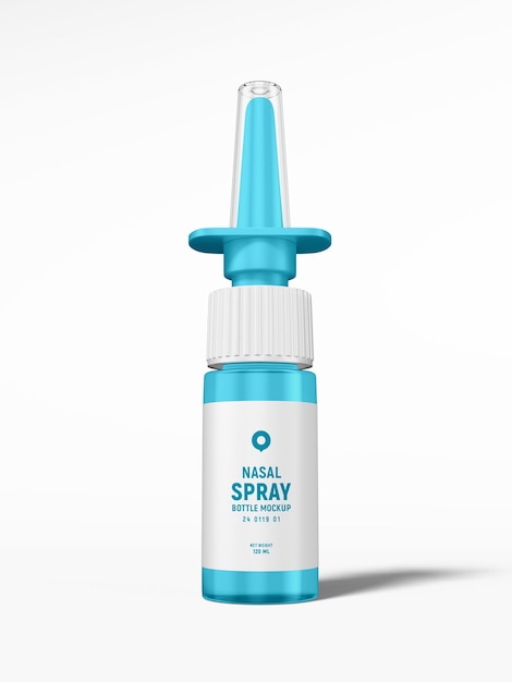 PSD mockup del marchio del flacone spray nasale