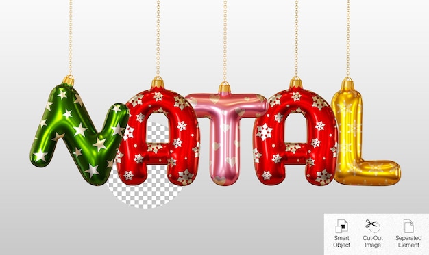 PSD natal greeting word 3d text effect render