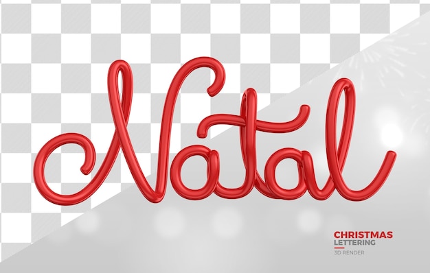 Lettere natalizie in rosso rendering 3d isolato su sfondo trasparente per natale