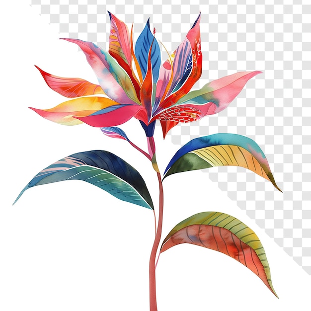 PSD nathalie lete style exotic tropical watercolor flower on transparent background