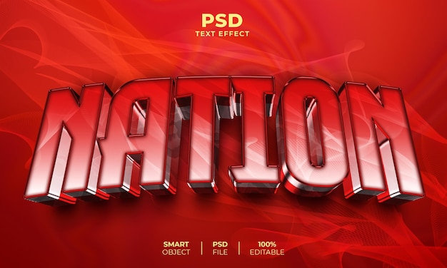 PSD effetto testo modificabile 3d nazione