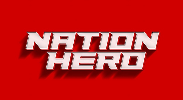 Modello di mockup effetto testo 3d di nation hero