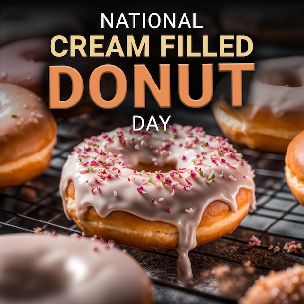 Premium PSD National cream filled donut day background generative ai