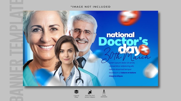 PSD national doctors day horizontal banner design template