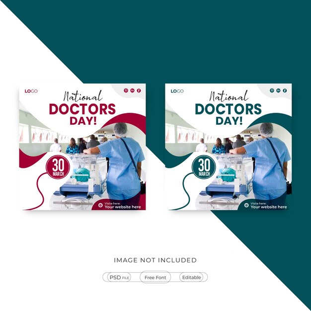 Premium PSD National doctors day social media banner design template