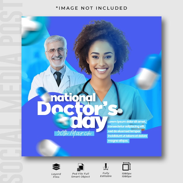 National doctors day social media instagram post design template