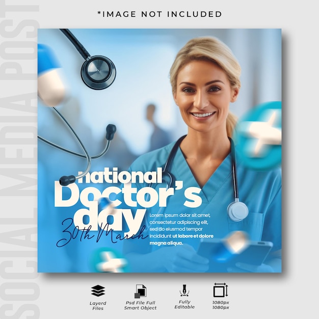 PSD national doctors day social media instagram post design template