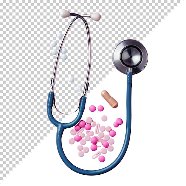 PSD national doctors day world health day medic stethoscope heart isolated on transparent background