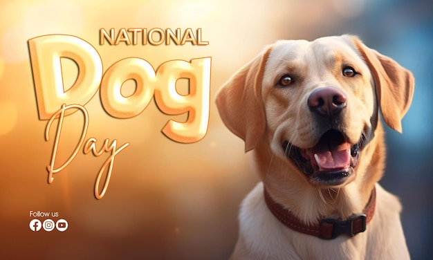 PSD national dog day with labrador retriever as background